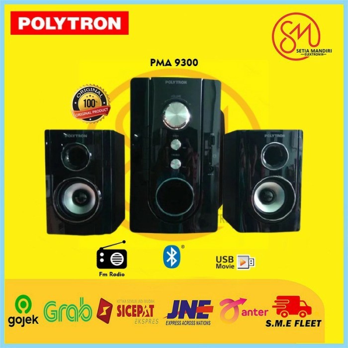 POLYTRON PMA 9300 Speaker Aktif Bluetooth PMA9300 Multimedia Audio USB - Hitam, TANPA BUBBLE