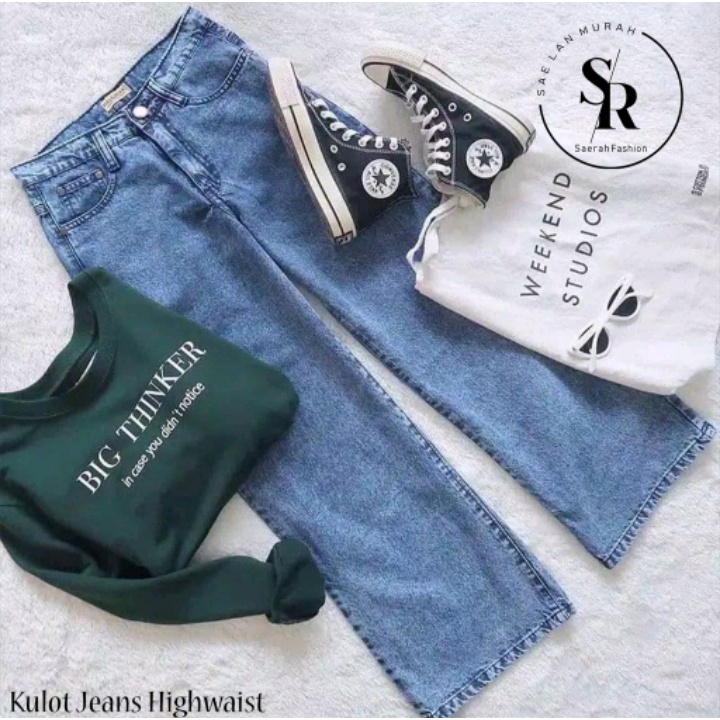 HIGHT WAIST KULOT JEANS WANITA