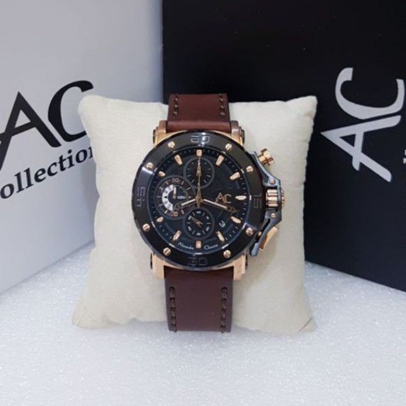 Jam tangan pria AC collection 9205 black rosegold original