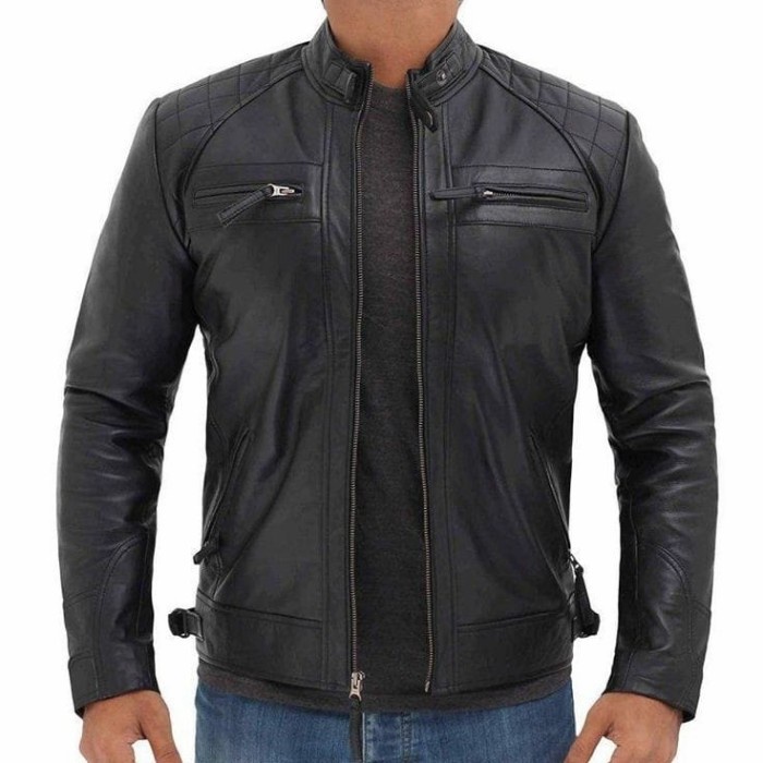 jaket kulit terbaru 100% kulit asli domba/ jaket kulit asli motor pria hitam-jaket kulit original pr