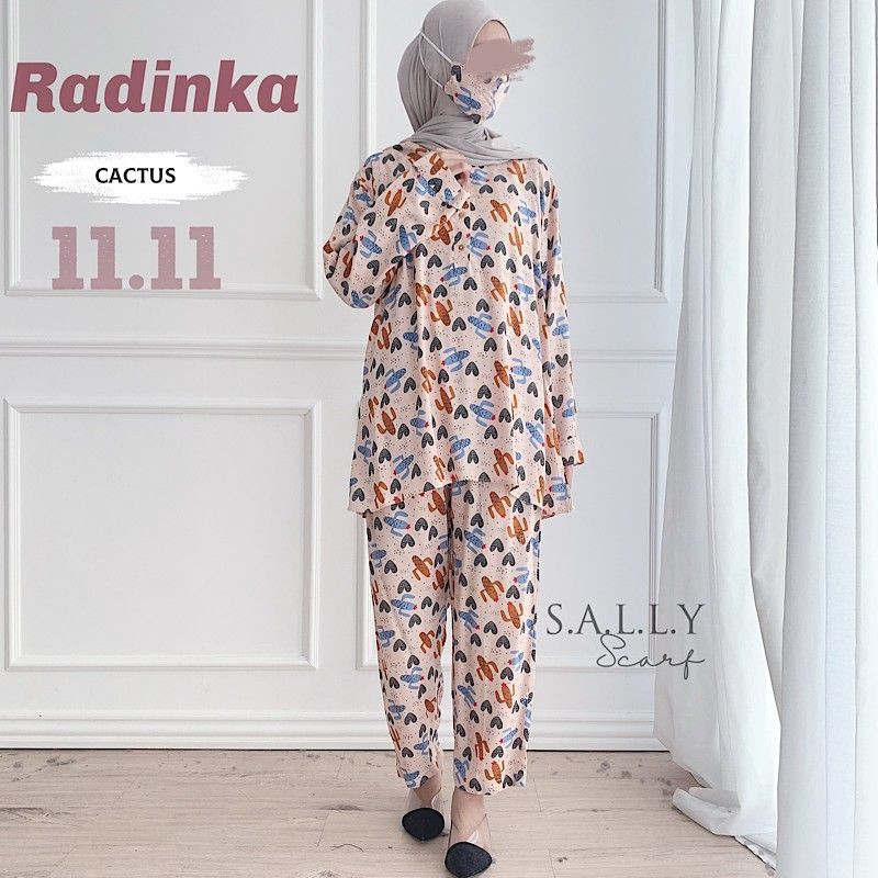 Piyama One Set Rayon + Masker Radinka Sally Scarf Pajamas