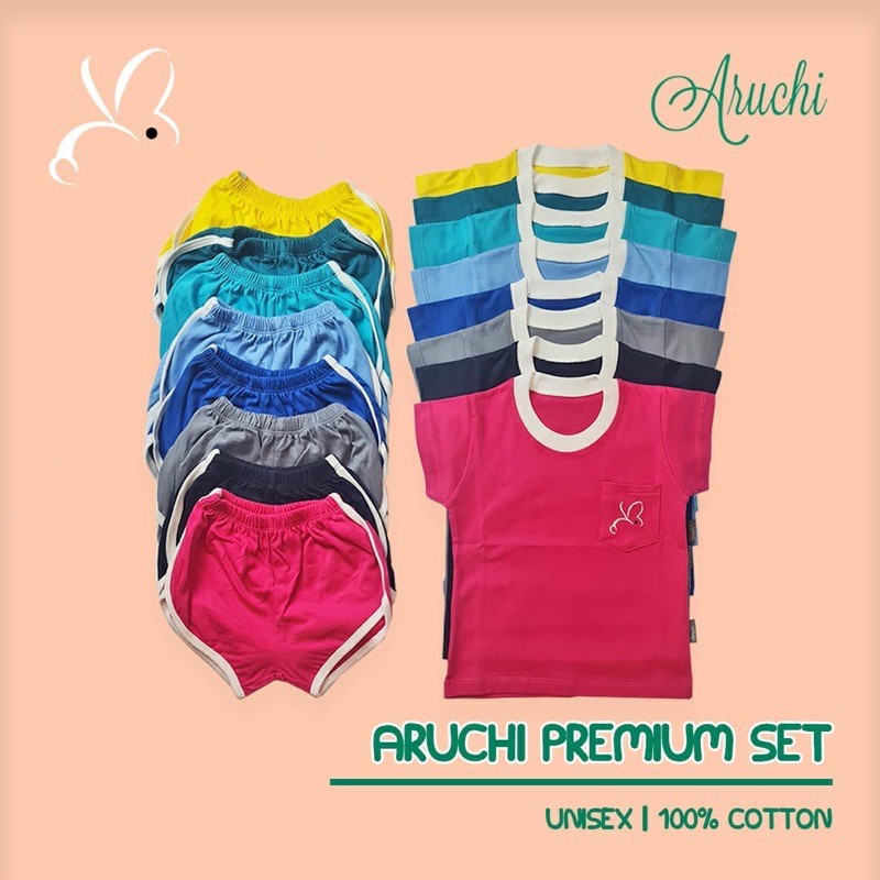 Setelan Pocket Tee Retro ARUCHI BOY GIRL UNISEX Pakaian Bayi 1-3 Tahun