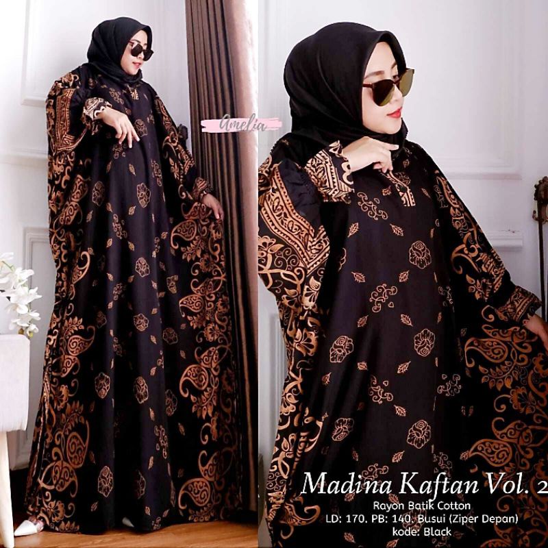 KAFTAN MADINA JUMBO GAMIS RAYON PREMIUM LONG DRESS BATIK BIG SIZE BAJU MUSLIM WANITA BUSUI KELELAWAR TERBARU