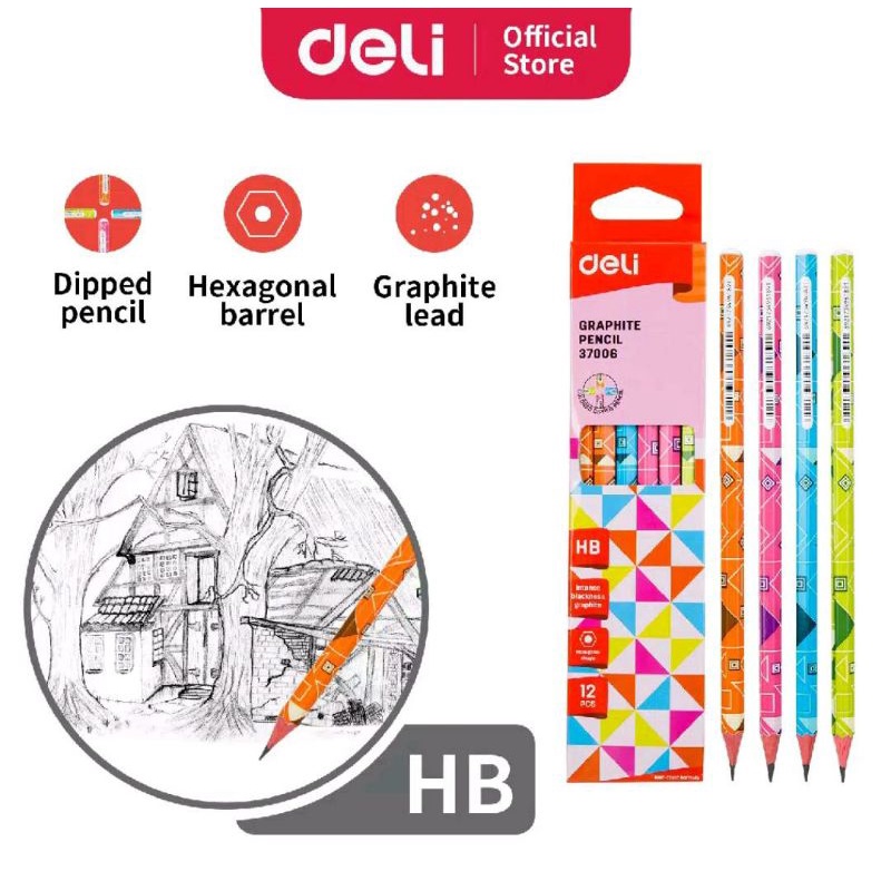 

DELI PENSIL GRAPHITE HB 37006 / PAK