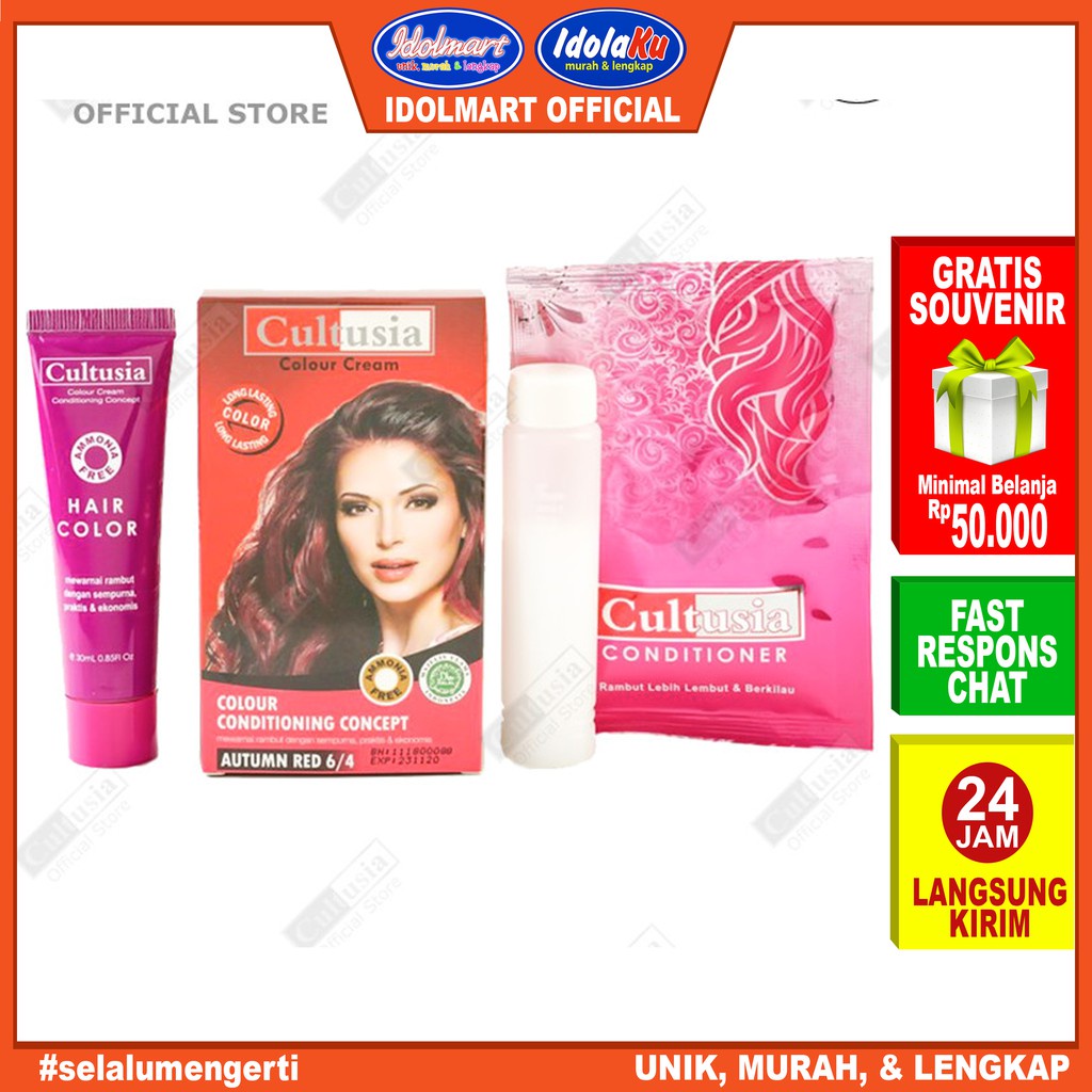 IDOLAKU Pewarna rambut Cultusia Hair Color Autum Red 6/4 30 ML