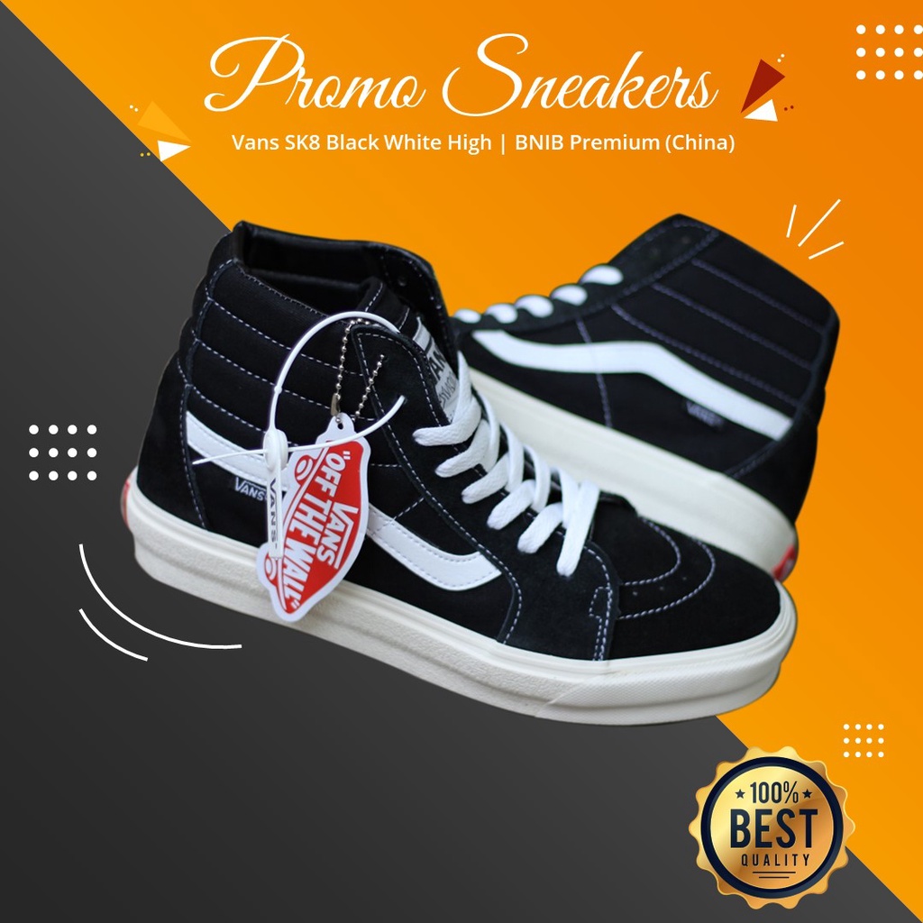 Sepatu Vans SK8 High Black White Premium BNIB Import, Harga Termurah, Kualitas Terbaik di Kelas nya