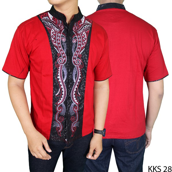 Kemeja Koko Lengan Pendek Katun Merah – KKS 28