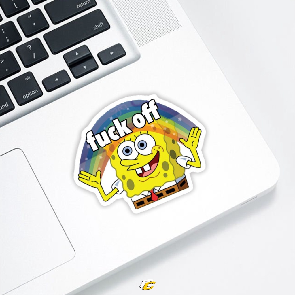 

SPONGEBOB F OFF RAINBOW STICKER | stiker laptop helm motor mobil universal