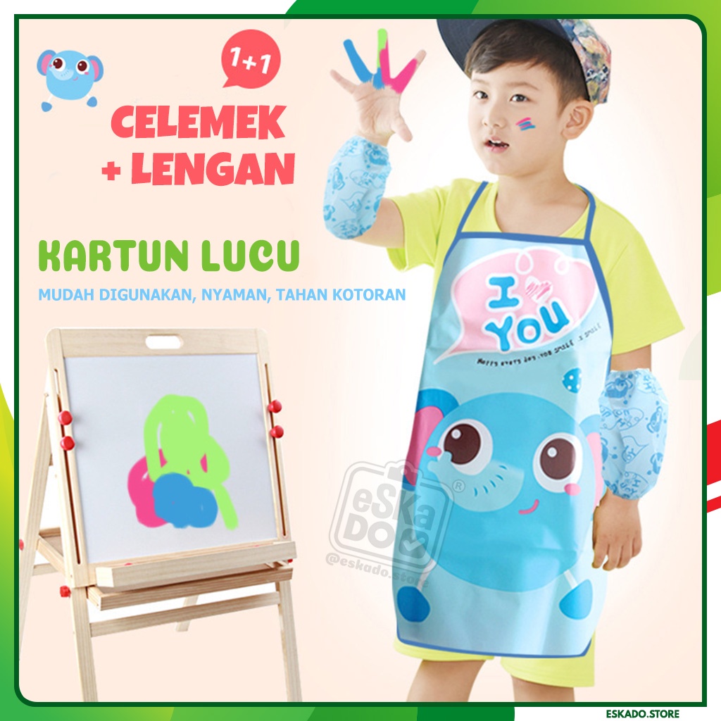 Celemek Apron Lukis Masak Anak Anti Kotor Tahan Air Mudah dibersihkan