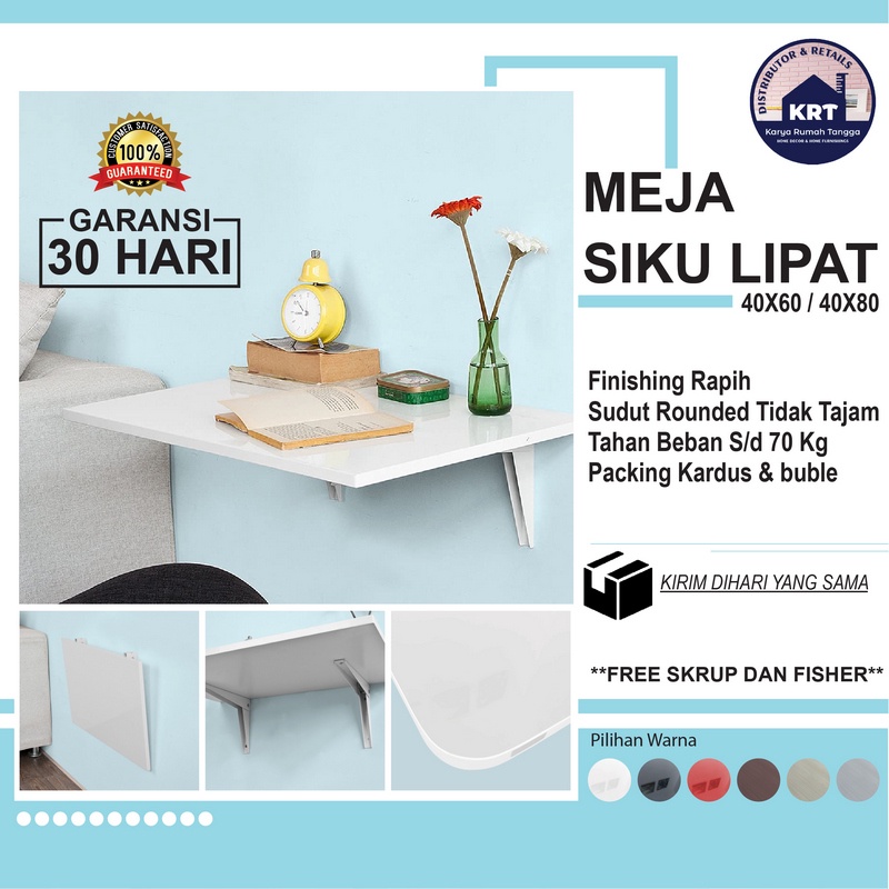 KRT Meja lipat siku dinding | meja multifungsi minimalis | folding desk portable | meja rias | meja 