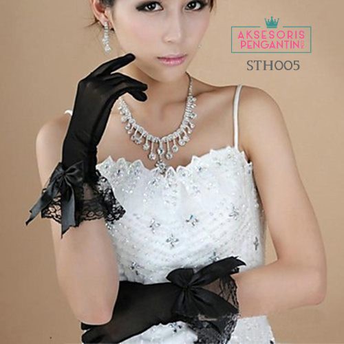 [READY STOK] SARUNG TANGAN PENGANTIN BRIDAL AKSESORIS WEDDING BRIDAL HITAM STH005