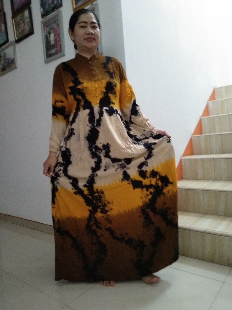 New Arrival Gamis Twill Rayon Original Pelangi Gamis Twill Tiedye Gamis Ori Ar Batik Super Abstrak