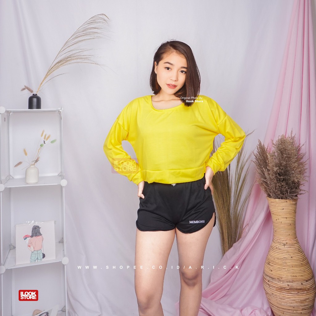 ilook | Oversize Crop Sweater | Sweater Wanita Crop Polos | Oversize Lenka