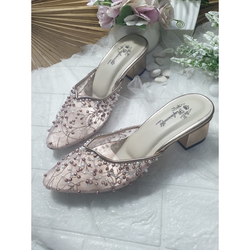 sepatu yasmika rosegold 5cm hak tahu