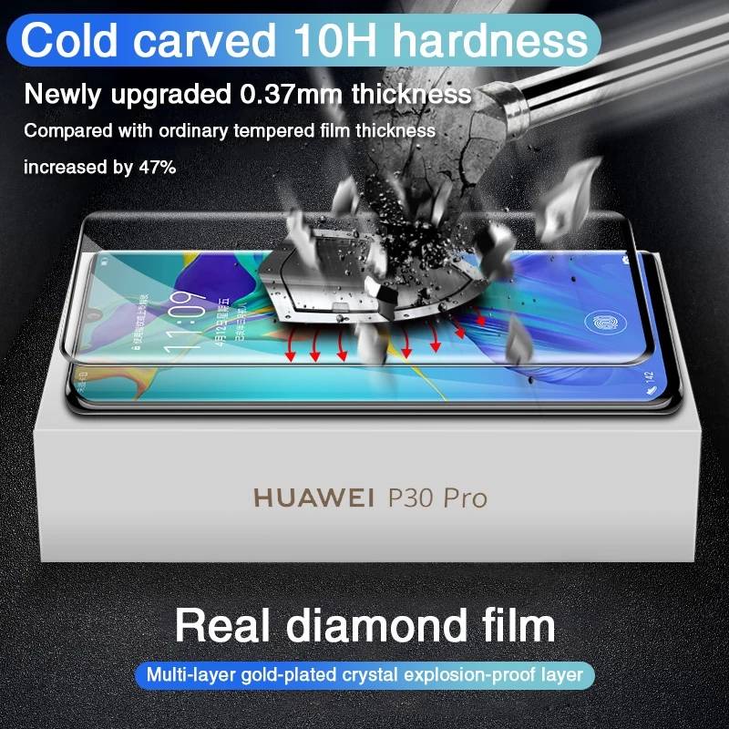 Full Cover Tempered Glass For Huawei P30 P40 P20 Mate 30 10 20 Lite Pro Screen Protector Huawei Honor 20 Pro 30 9X Curved Glass