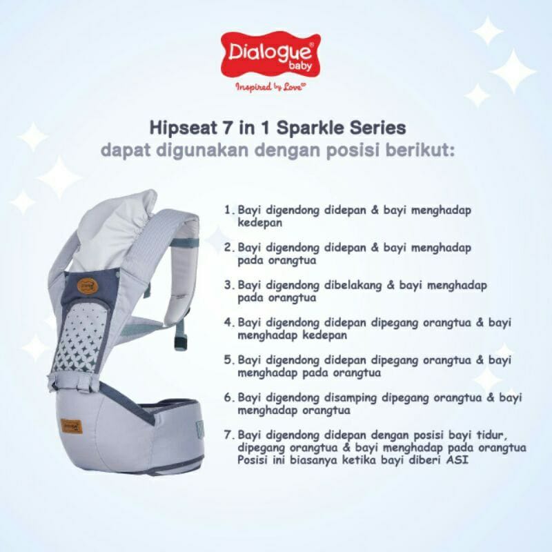 Dialogue Gendongan Hipseat 7in1 Seri Sparkle DGG1030,Glazy DGG1031,Champion DGG1032,Leon DGG1033.