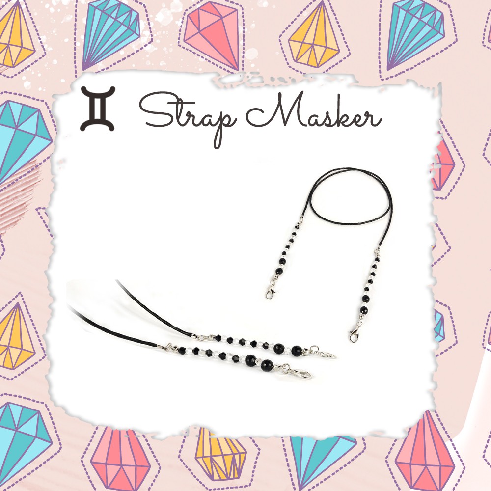 Alhena Strap Masker Rantai Kalung Hijab Wanita Lucu Tali Kulit Korea Hitam Pengait Titanium Terbaru