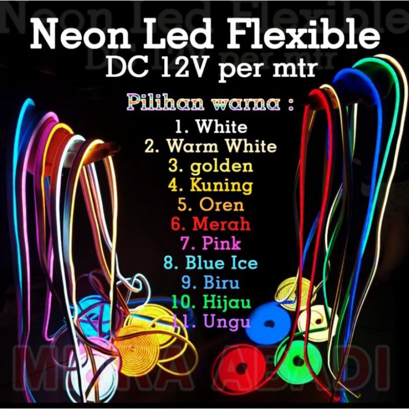 LAMPU LED NEON FLEX WATERPROOF METERAN DC 12V IP65