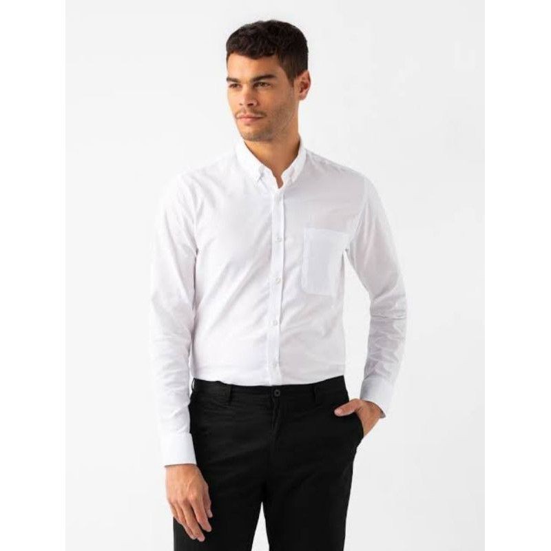 Kemeja shirt White putih mens pria lengan panjang BigSize Oxford PerryEllis Original