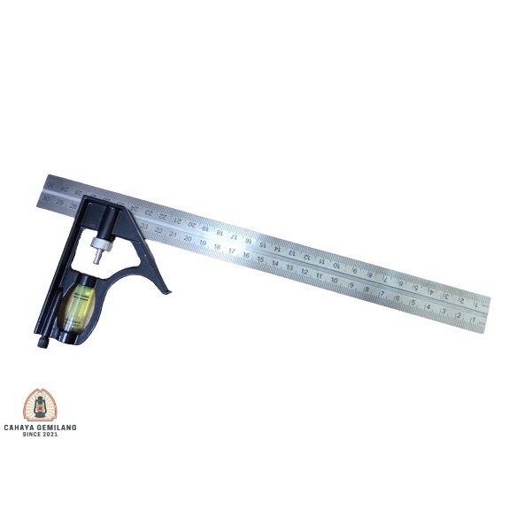 

Siku Meter Tukang 30cm Penggaris Besi Sudut L + Waterpass CHY SF6