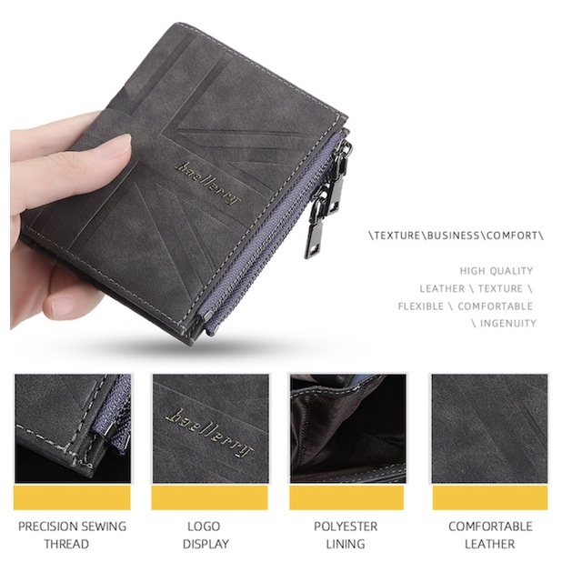 ORIGINAL BAELLERRY DR056 DOMPET LIPAT PRIA DUAL SLETING BAHAN KULIT PU