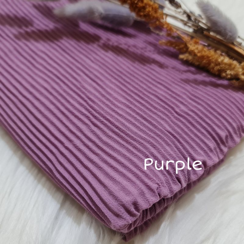 Pashmina Plisket Lidi Full Premium 180X75 CM By Milanda Mode-Purple