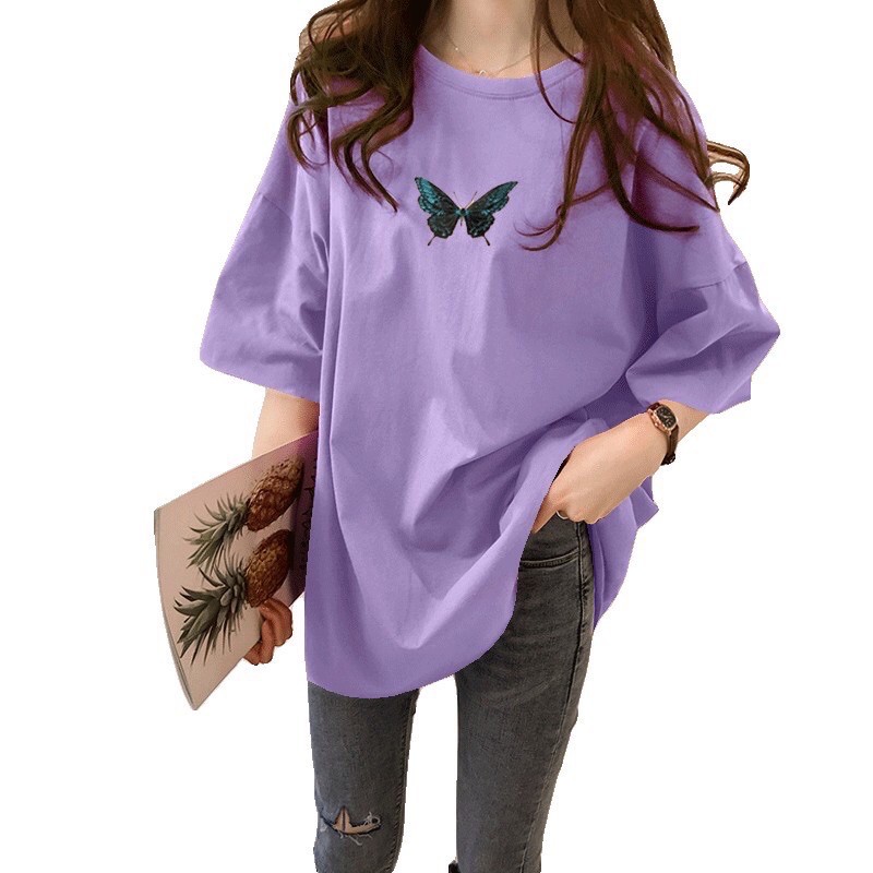 OVERSIZE KAOS BUTTERFLYY LILAC/ TUMBLR TEE KAOS KEKINIAN BESAR/READY STOCK SIAP KIRIM