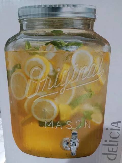 Delicia Original Mason Jar Glass Tank Beverage Dispenser 8.14 Liter