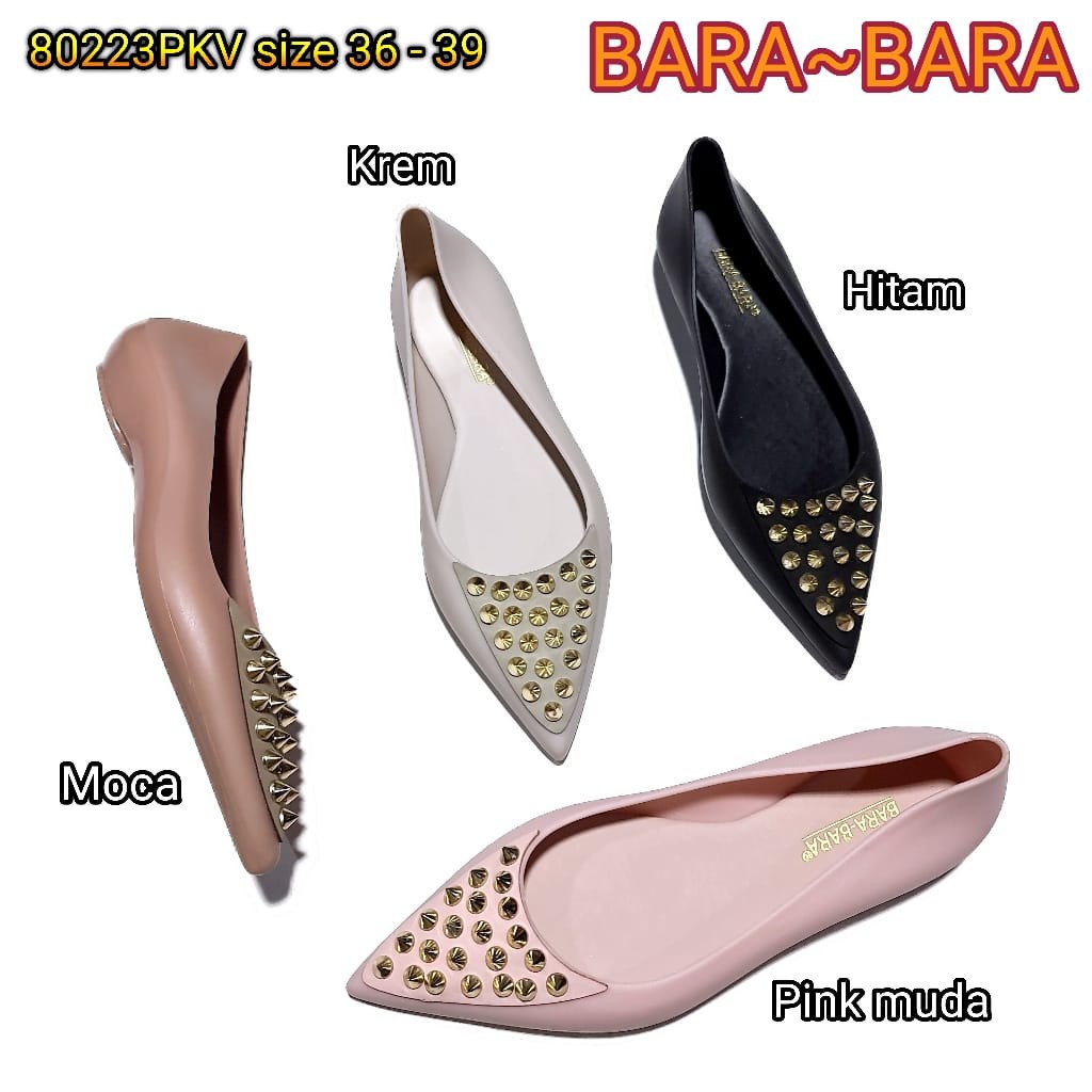 jelly shoes bara bara flat shoes sepatu wanita karet barabara import 80223pkv