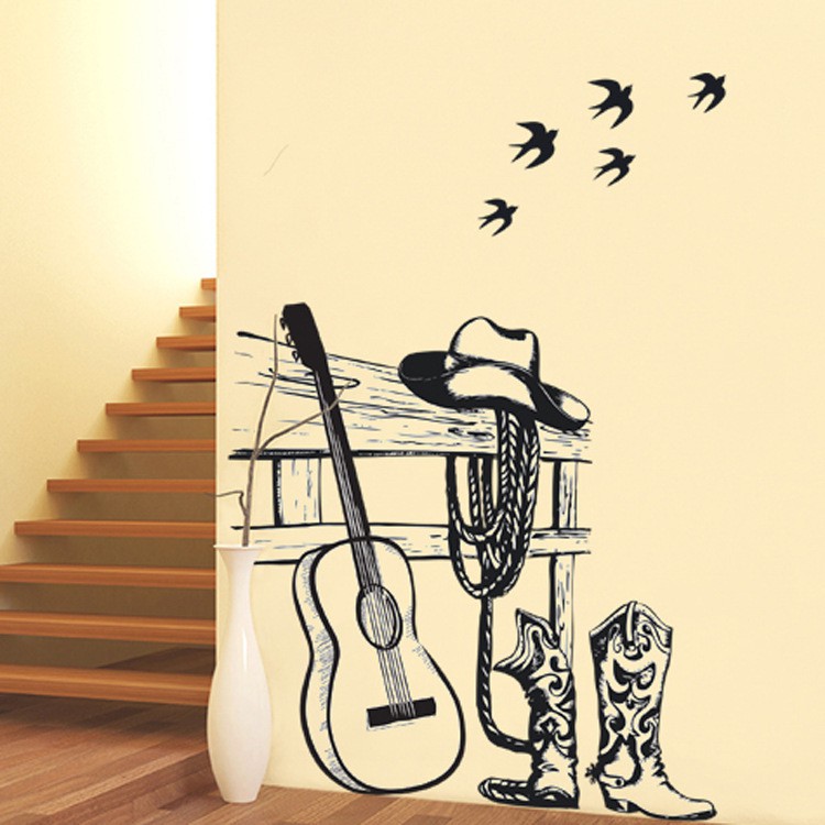 RELIZA Wall Sticker / Stiker Dinding Gitar MUSIK NADA MELODY MUSIC JM7314