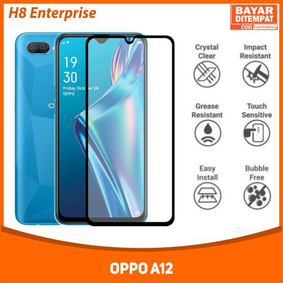 Tempered Glass Full Oppo A12 Anti Gores Kaca Full Layar