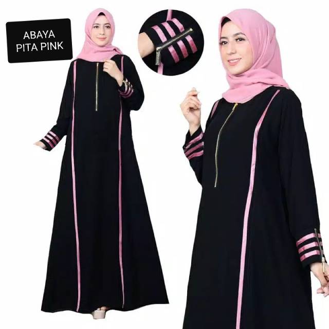 Abaya Busui PITA Bahan Saudi Jetblack Syar'i / Abaya Hitam Arabian Style INDO ABAYA