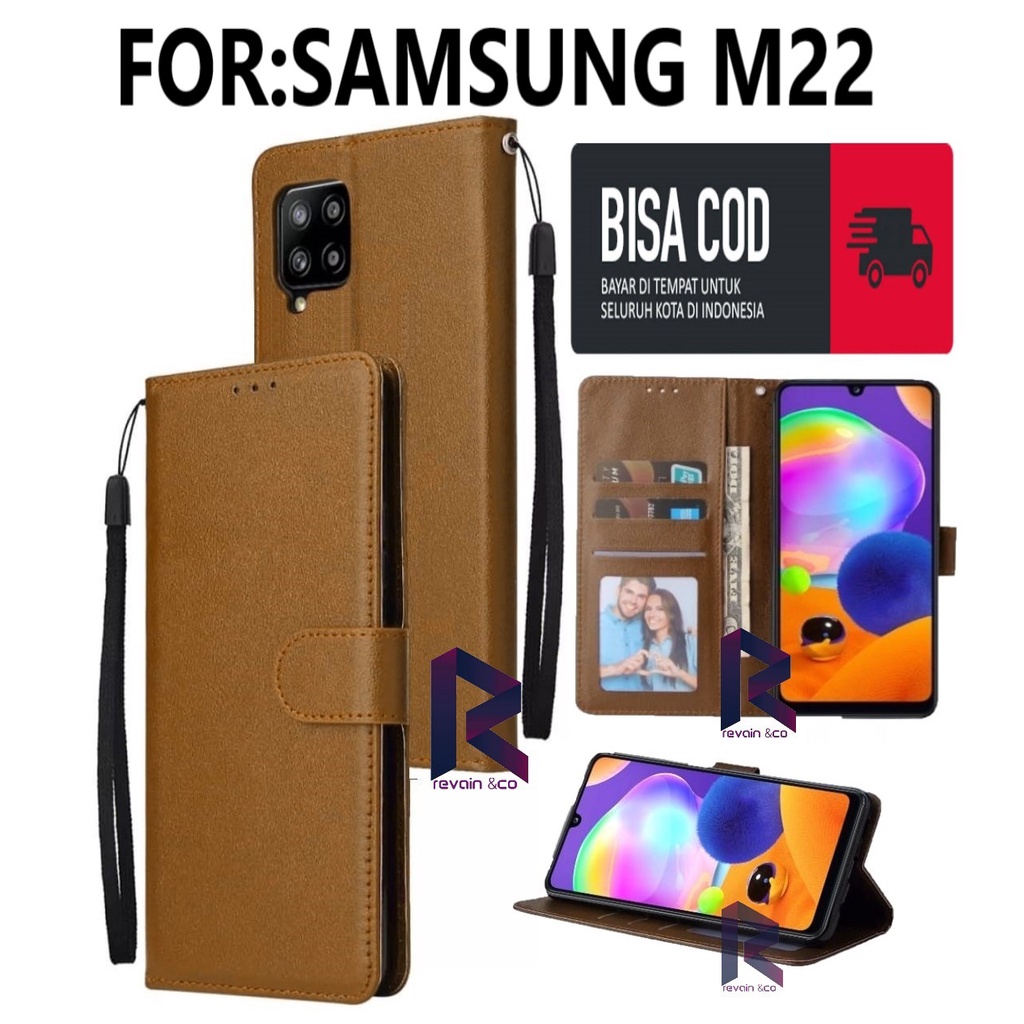 NEW SAMSUNG M22 FLIP WALLET LEATHER KULIT PREMIUM SARUNG BUKA TUTUP FLIP CASE SAMSUNG M22