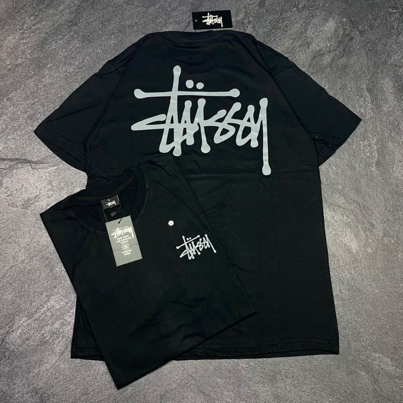 KAOS STUSSY DB LOGO HITAM | BAJU STUSSY | T-SHIRT STUSSY FULL TAG LABEL PREMIUM