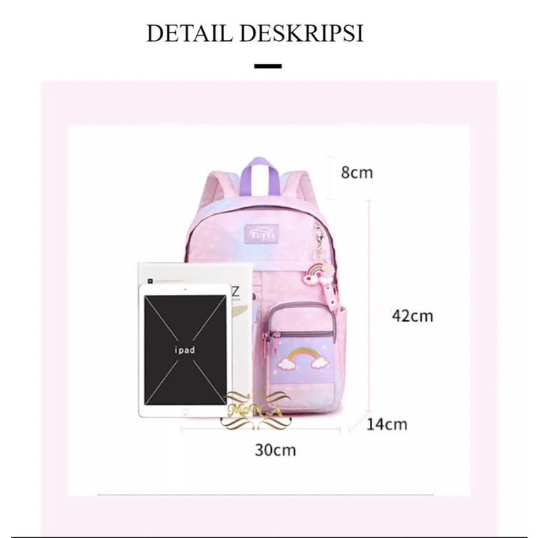 Ransel Troly Anak SD DSTR 8002 17inch Ransel Waterproof Tas Troly Perempuan SD