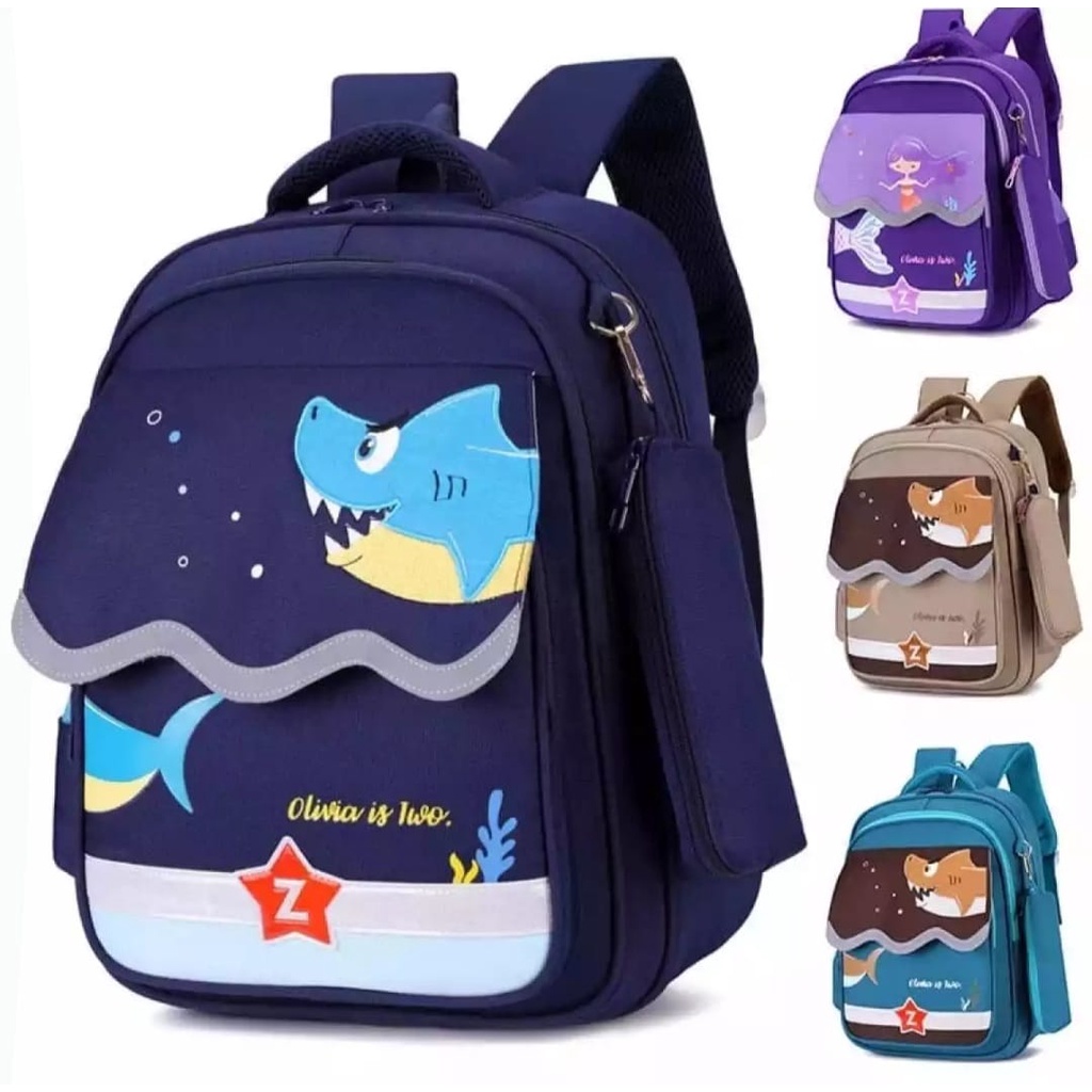 TAS RANSEL ANAK SEKOLAH UNISEX UNTUK SD TK-TAS RANSEL PUTRI DUYUNG-TAS RANSEL HIU-BISA COD