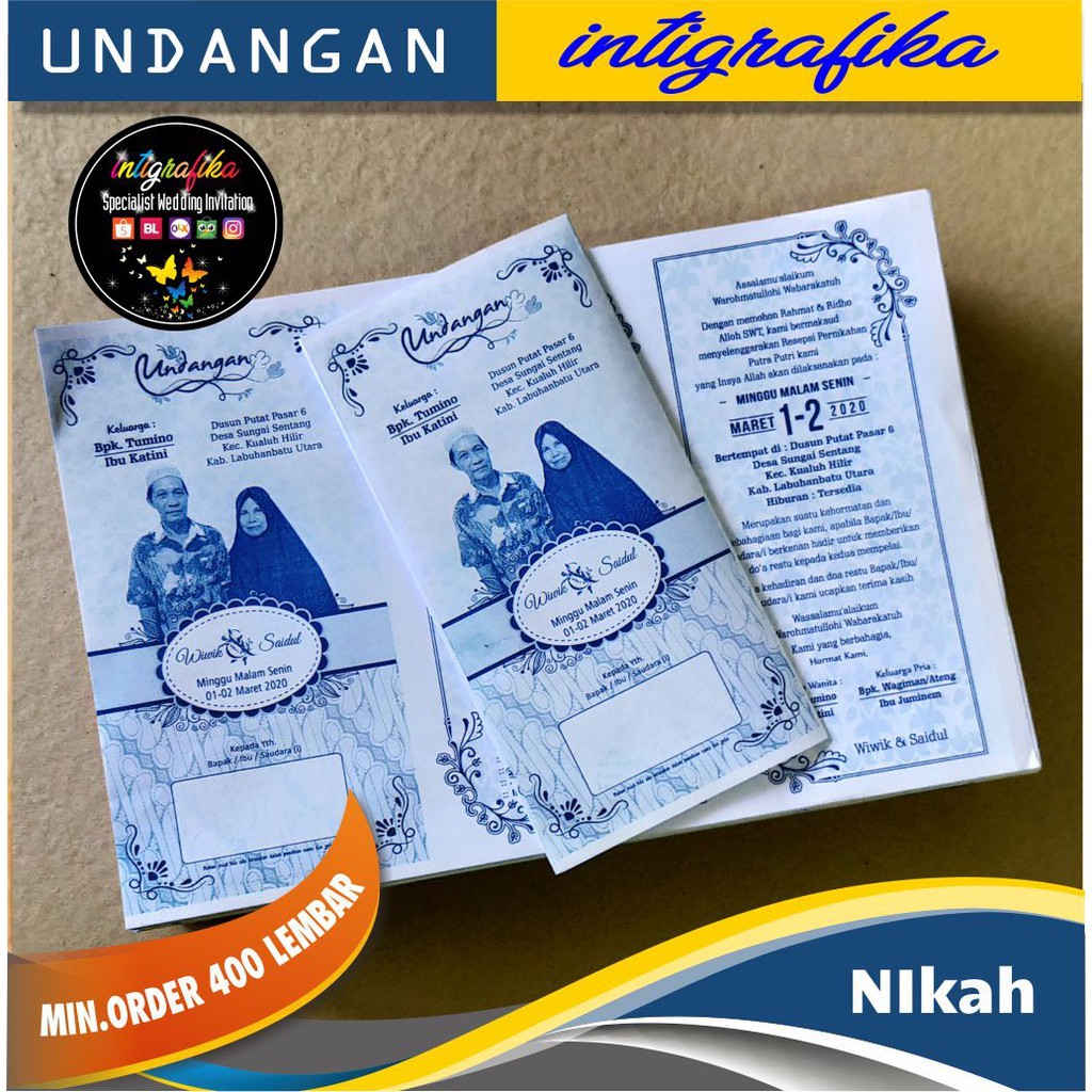 Undangan Murah Kertas Hvs 70 Gr Cetak Satu Warna Satu Sisi Tanpa Plastik Minimal Order 400 Lbr Indonesia