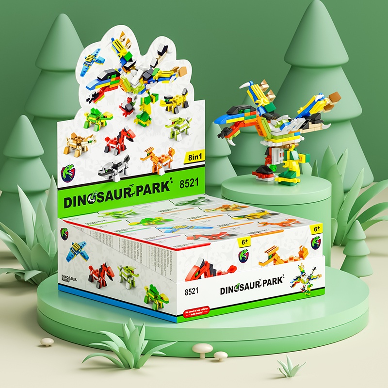 Mainan Balok Dinosaurus Mainan Anak Edukasi Karakter kartun Mainan Balok DIY 3D Puzzle Brick Mini
