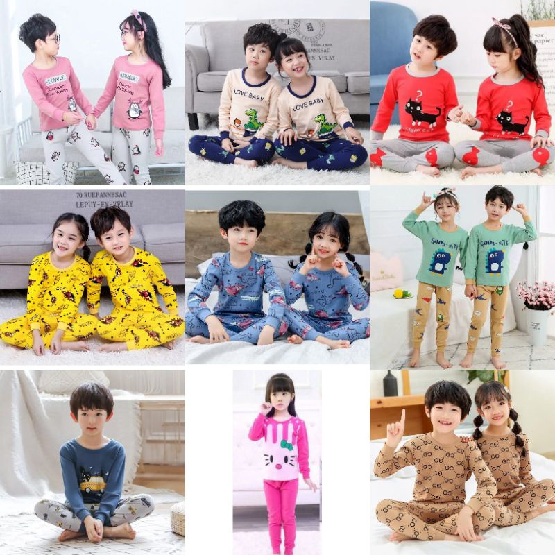 BAJU TIDUR ANAK LAKI-LAKI/BAJU TIDUR ANAK PEREMPUAN /PIYAMA ANAK COUPLE/Baju tidur anak unisex 1-9tahun Malvin