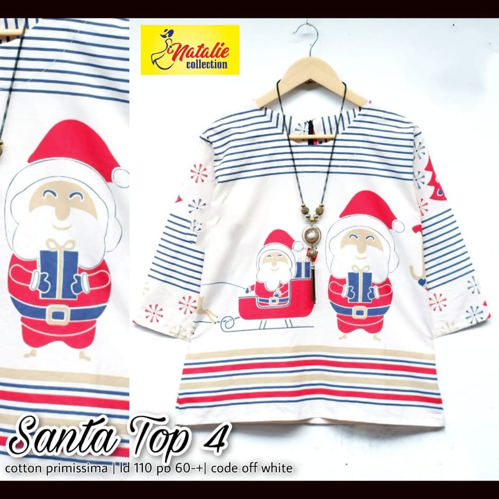 Blouse Wanita Batik Motif Natal Terbaru // Kemeja Batik Terbaru Tema Natal // Blouse Santa Claus Bat