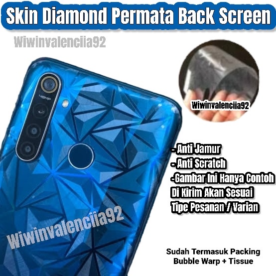 INFINIX Hot 30 30i 20 5G 20i 20s 12 12i 12Pro 12Play 11 11S-NFC 11Play 11S 10 10S 10Play 9 Play 8 7 Pro Skin Diamond Back/Garskin Belakang Anti Jamur/Anti Gores 3D 5D 9D/Antigores Piramid/Pyramid Flat/Screen Guard Back Berlian Permata Diamonds S Y 2022 S