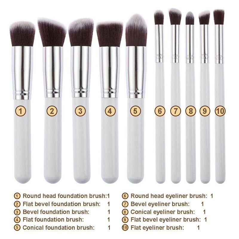 KUAS MAKE UP WAJAH 10 PCS MAKE UP BRUSH COKLAT