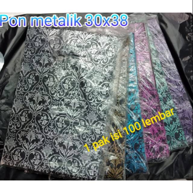 Kantong Plastik Oval Motif Batik Metalik Ukuran 30x38 cm