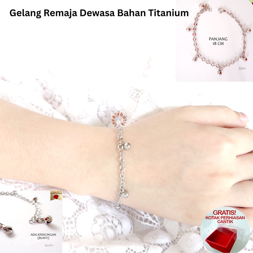 Promo Bonus Kotak Perhiasan - Lovelybutik Gelang Tangan Wanita Titanium Anti karat Model Terbaru kekinian Bol4 Kerincing Berbunyi