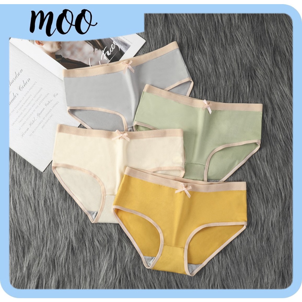 MOO C661 Celana Dalam Wanita Polos Katun CD Motif pita Underwear Push Up Sexy Gaya Korea Import cod