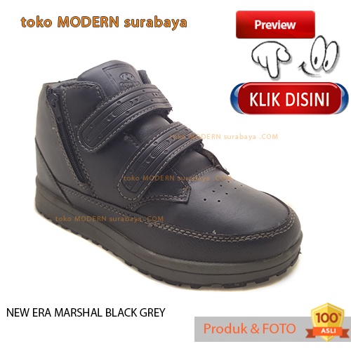 Sepatu anak sekolah kets boots casual velcro NEW ERA MARSHAL BLCK GREY