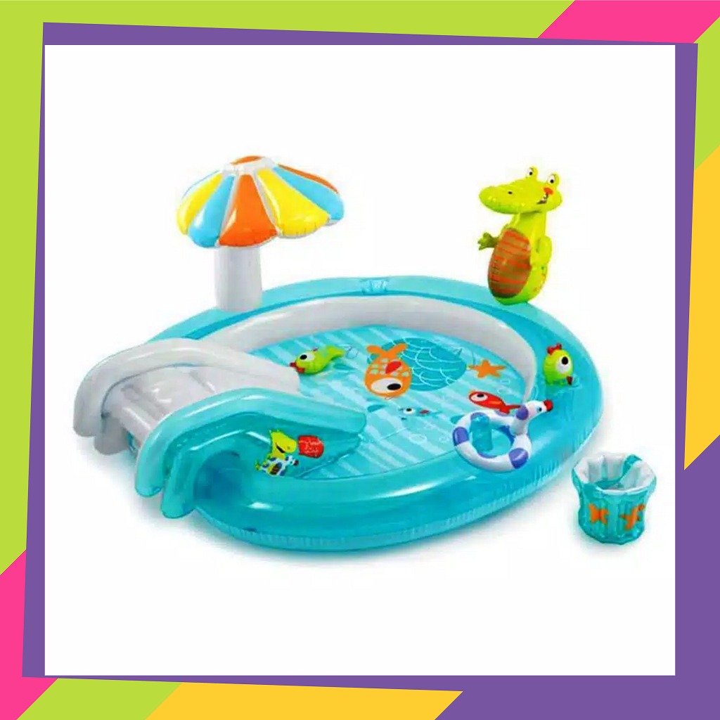 948D1 / Kolam renang Intex 57165 perosotan &amp; air mancur / Gator play center kiddy spray