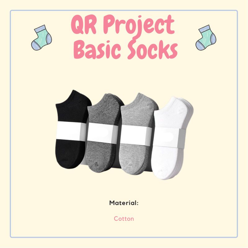 QR Project ID kaos kaki polos Basic Socks