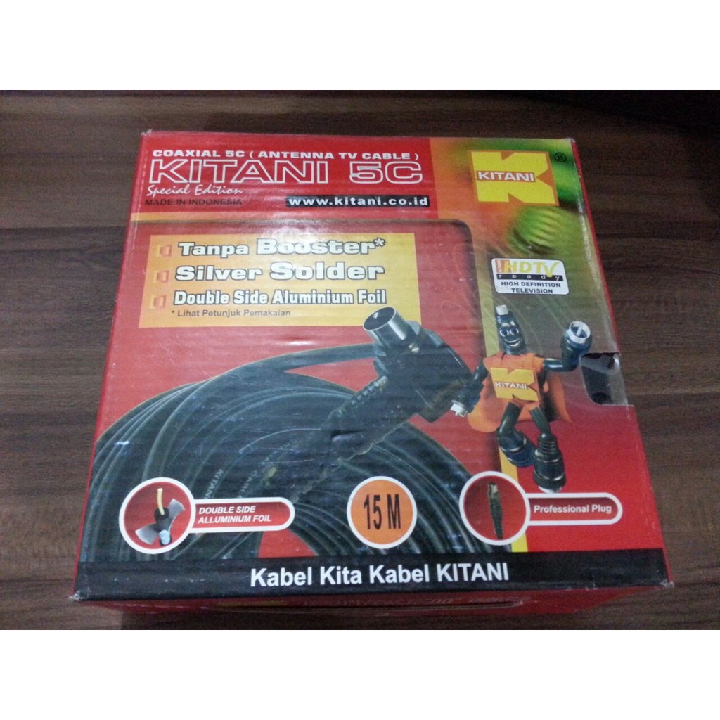 KABEL ANTENA TV tanpa booster Kitani 5C, panjang 15M Merk KITANI