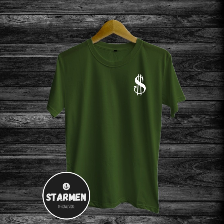 Kaos Distro Pria T-Shirt Motif Kata Kata DOLLAR